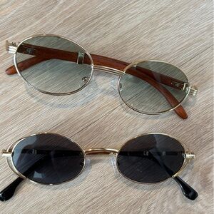 Gold and Black Round Sunglasses